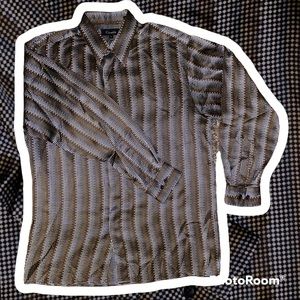 Vintage Genelli 100% Silk Long Sleeve Shirt Button Down Pattern